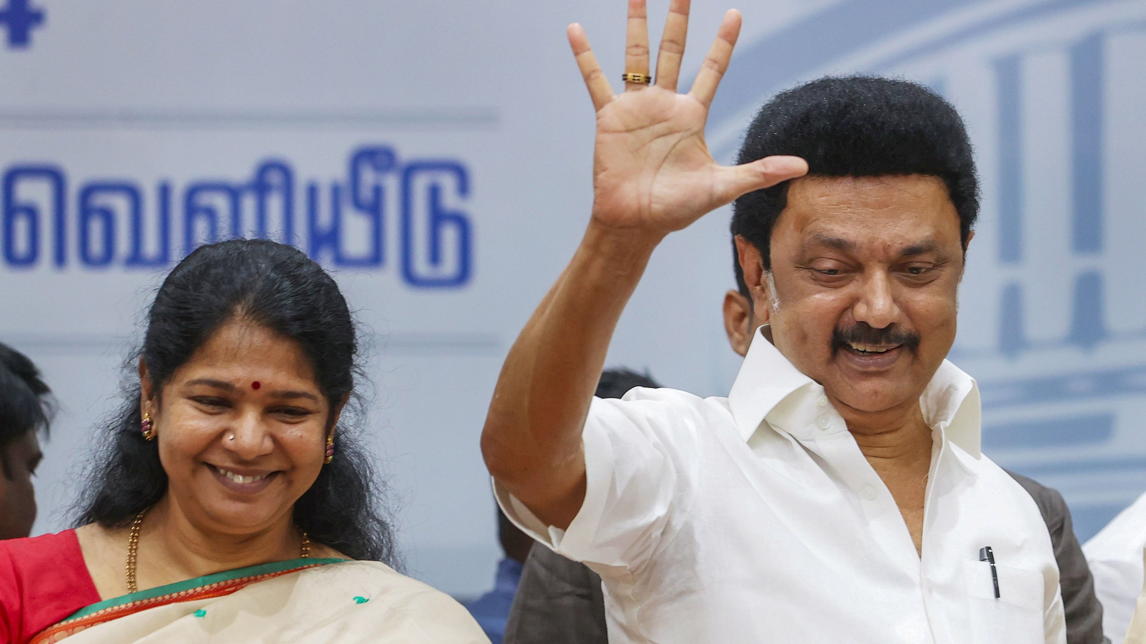 <div class="paragraphs"><p>Tamil Nadu Chief Minister and Dravida Munnetra Kazhagam (DMK) chief MK Stalin with party leader Kanimozhi.</p></div>