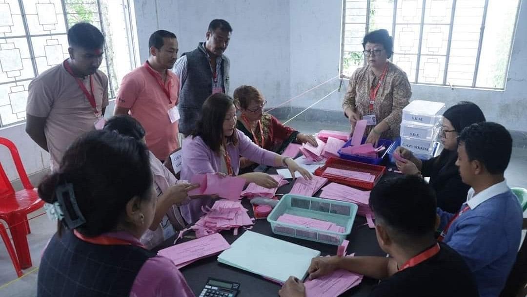 <div class="paragraphs"><p>Counting of postal ballot votes at a centre in Sikkim.</p></div>