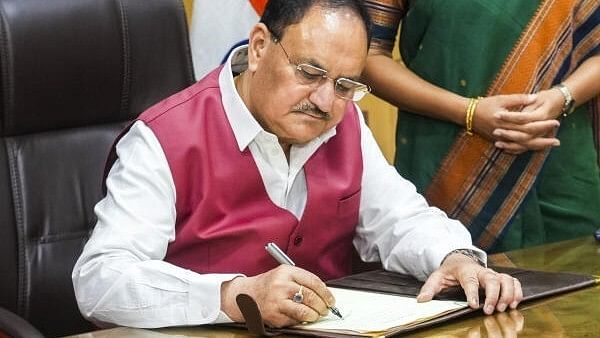 <div class="paragraphs"><p>Union Minister J P Nadda takes charge as Minister of Health and Family Welfare, in New Delhi, Tuesday, on June 11, 2024. </p></div>