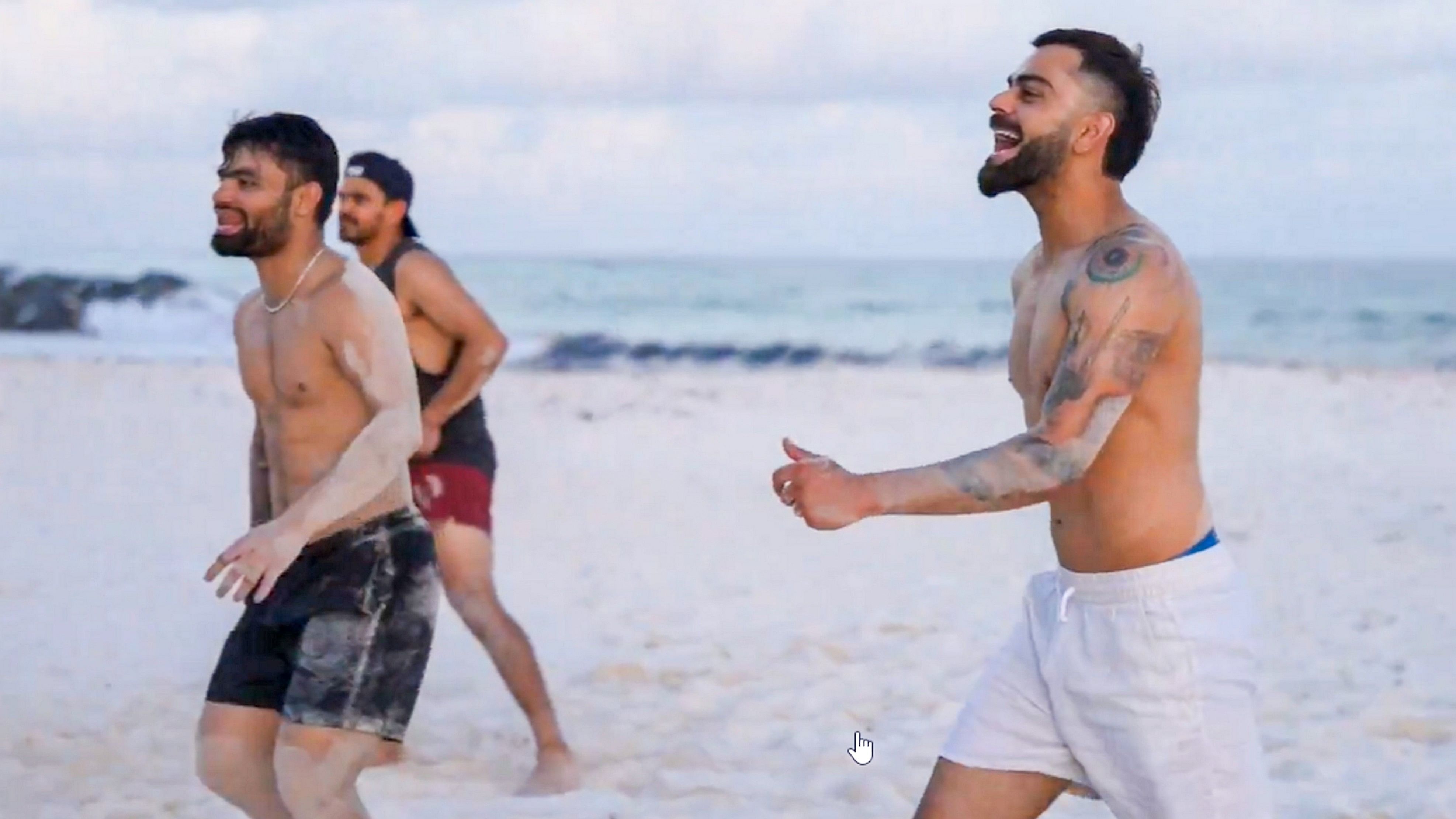 <div class="paragraphs"><p>Indian cricketers Virat Kohli and Rinku Singh play volleyball at a beach in Barbado. </p><p></p></div>