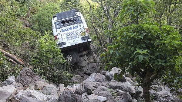 <div class="paragraphs"><p>The bus which plunged into a gorge following a terrorist attack on pilgrims, in Reasi district of Jammu and Kashmir.&nbsp;</p></div>