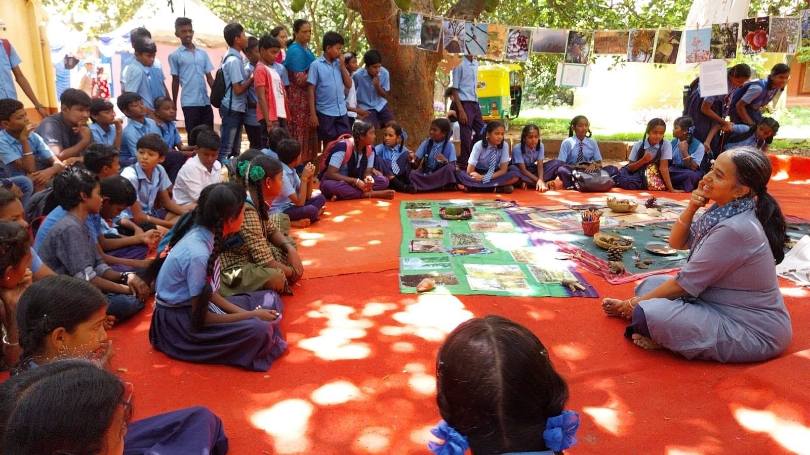 <div class="paragraphs"><p>Charumathi Supraja (right) facilitated a session in Kothanur last week.</p></div>