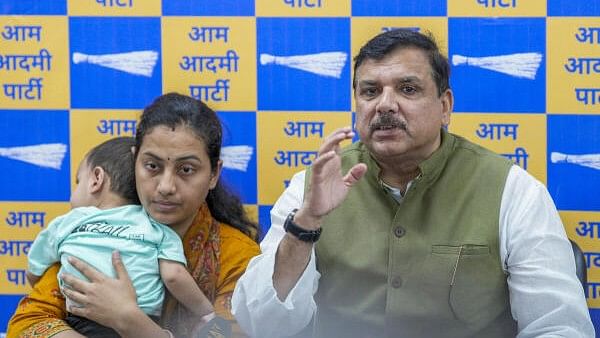 <div class="paragraphs"><p>AAP leader Sanjay Singh (R) addresses a press conference, in New Delhi.</p></div>