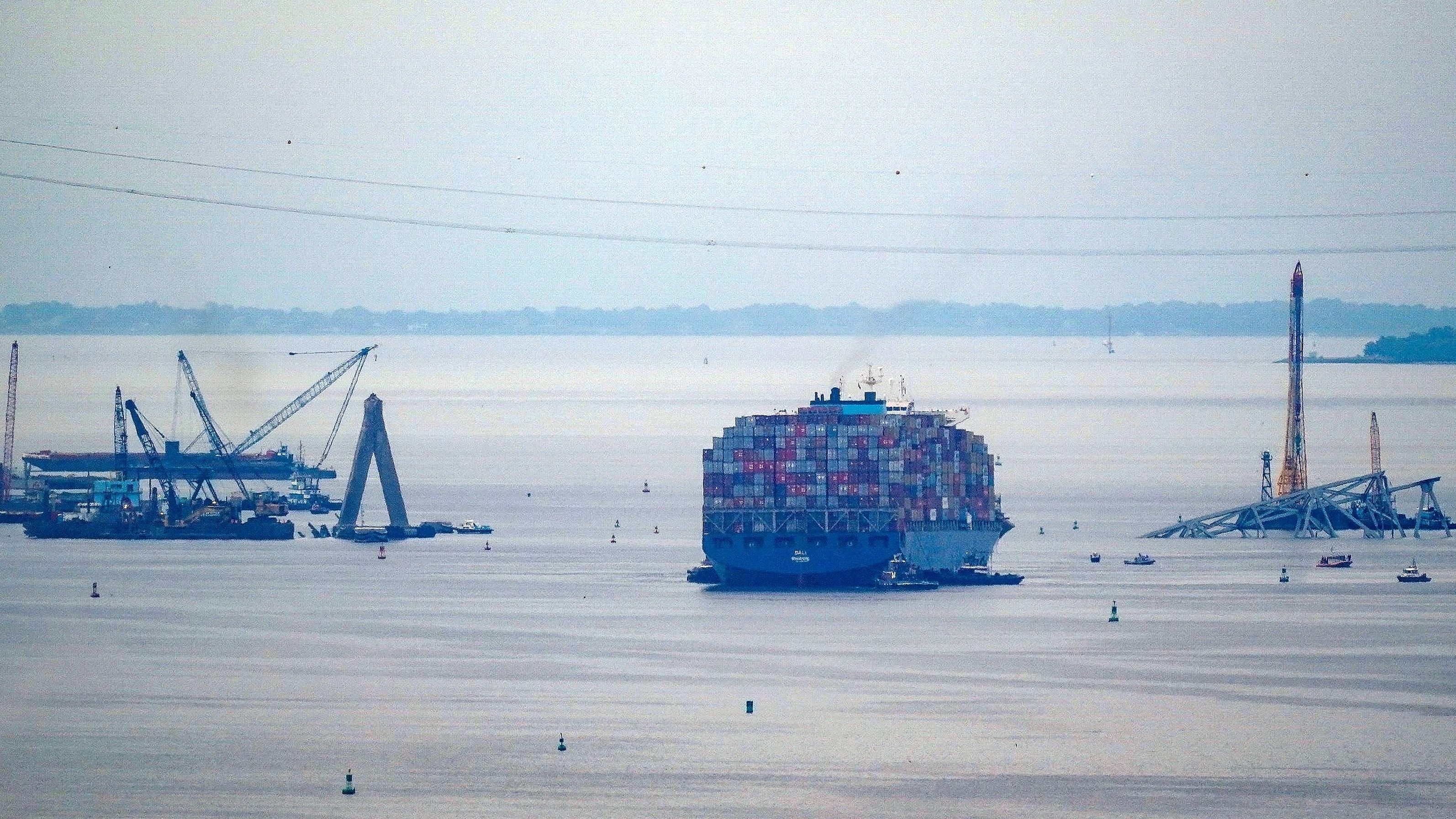 <div class="paragraphs"><p>A view of the cargo ship 'Dali' as crews clear it from the Francis Scott Key Bridge in Baltimore, Maryland, US May 20, 2024. </p></div>