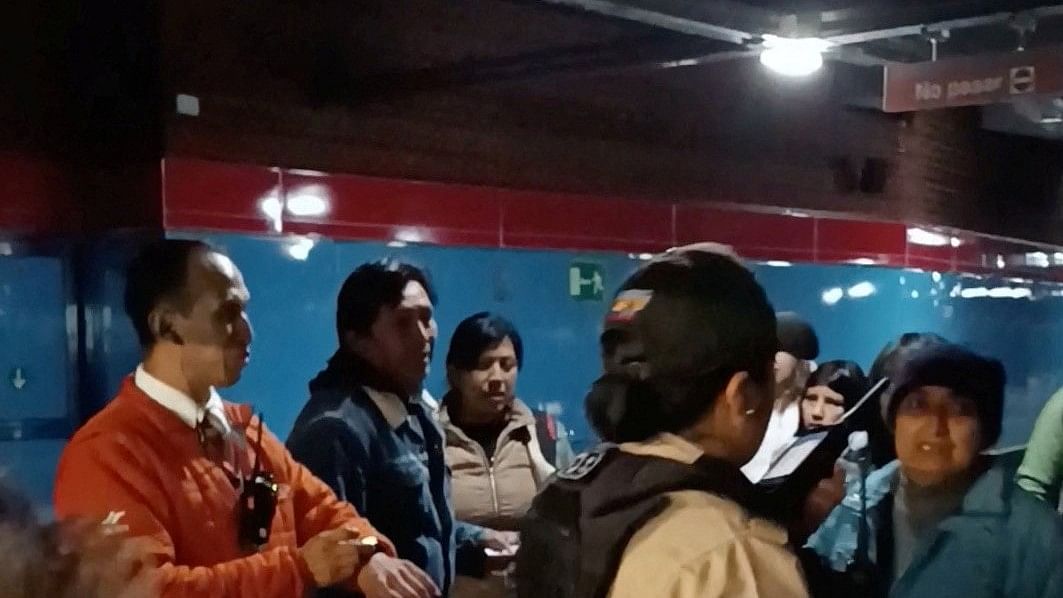 <div class="paragraphs"><p>Commuters gather at the El Ejido metro station as trains stalled during a nationwide blackout, in Quito, Ecuador on June 19, 2024, in this screengrab obtained from a social media video. </p></div>