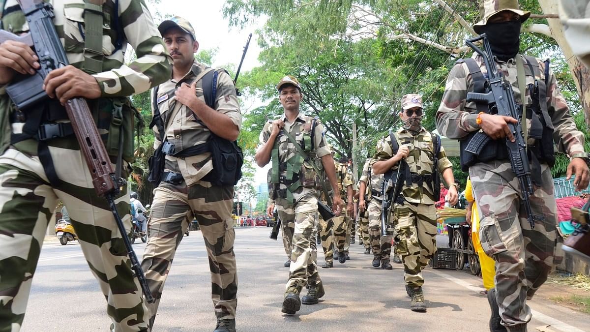 <div class="paragraphs"><p>Ranchi: CISF personnel conduct a flag march amid ongoing elections.&nbsp; </p></div>