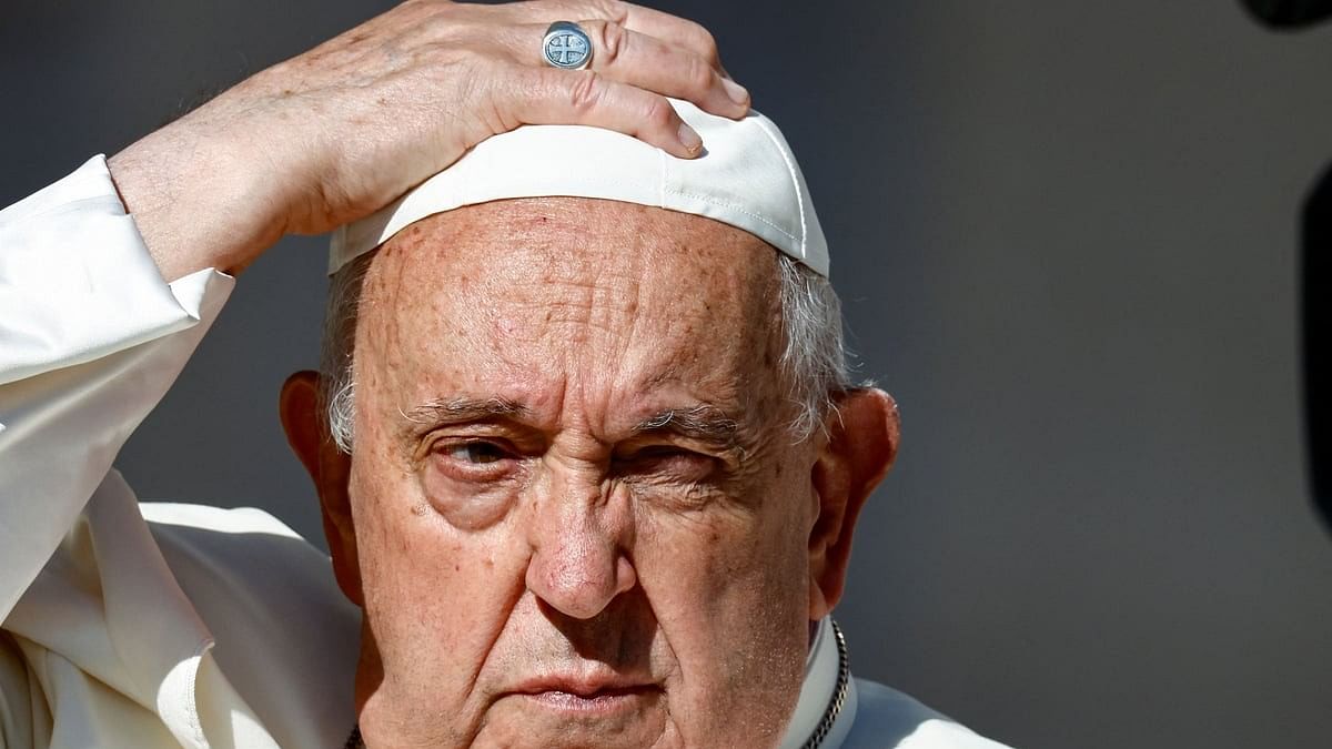 <div class="paragraphs"><p>Pope Francis looks on as he arrives for the weekly general audience in Saint Peter's Square at the Vatican on June 5, 2024. </p></div>