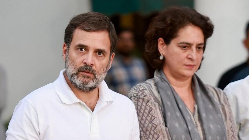 <div class="paragraphs"><p>Rahul Gandhi (left) and Priyanka Gandhi Vadra address the media after a meeting at party President Mallikarjun Kharge's residence in New Delhi.&nbsp;</p></div>