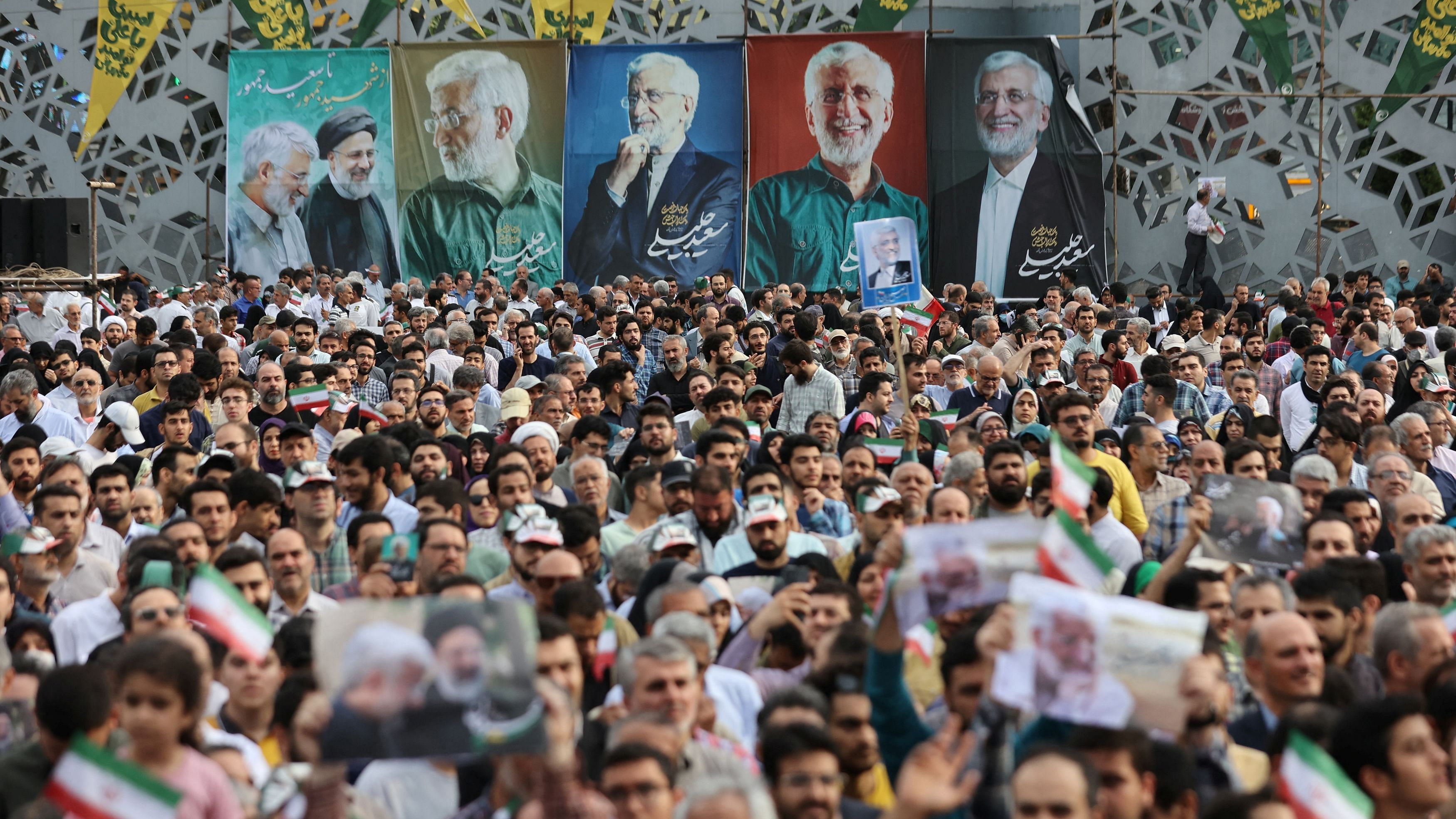 <div class="paragraphs"><p>Banners of presidential candidate Saeed Jalili ​are displayed during a campaign event in Tehran.</p></div>