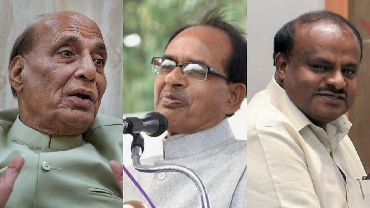 <div class="paragraphs"><p>Rajnath Singh (L), Shgivraj Singh Chouhan (C), HD Kumaraswamy (R).</p></div>