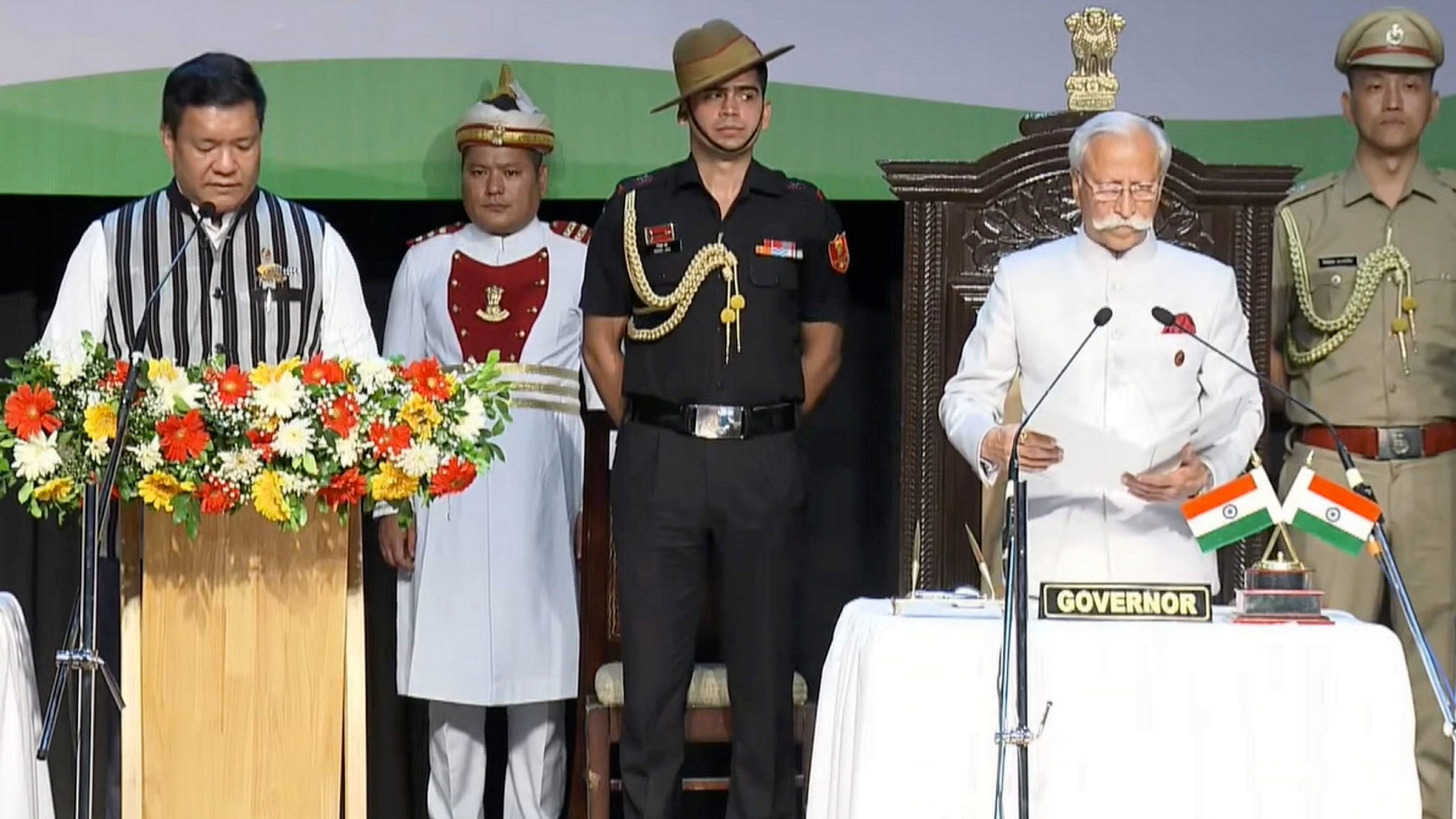 <div class="paragraphs"><p>Pema Khandu takes oath as Arunachal Pradesh CM.</p></div>