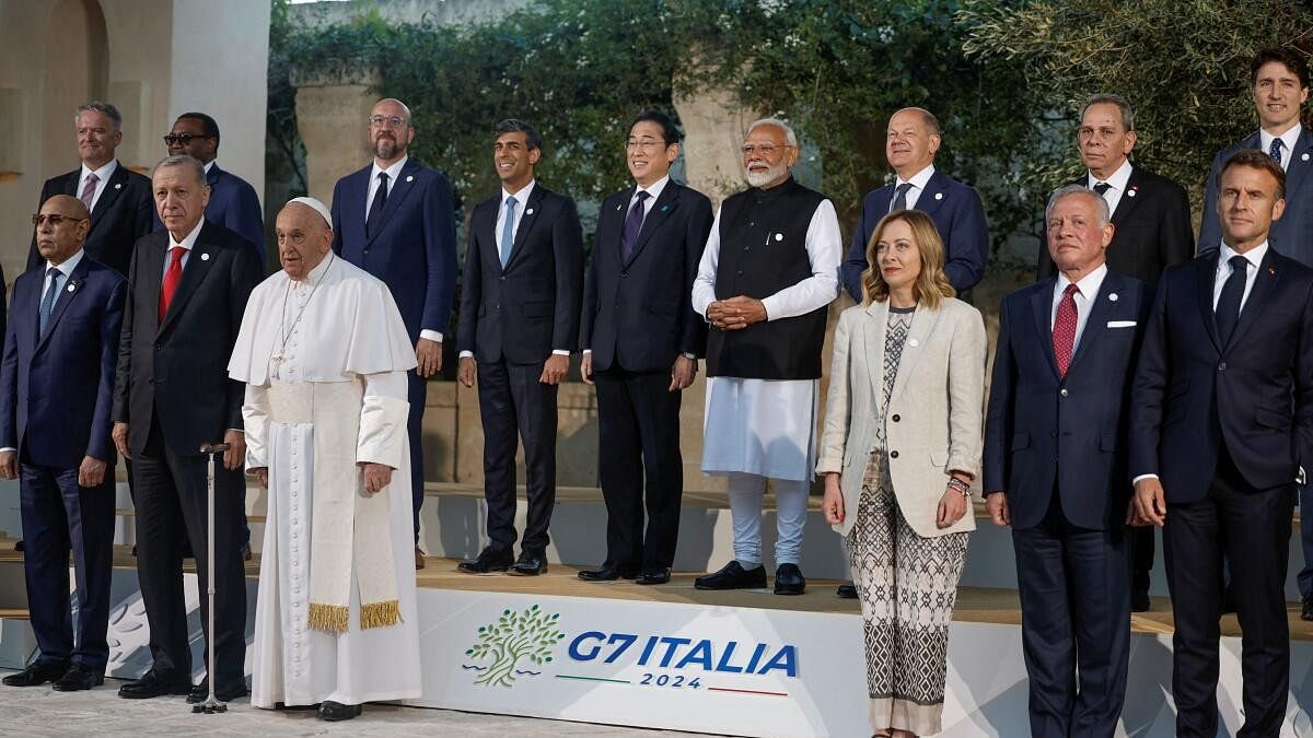 <div class="paragraphs"><p>Prime Minister Narendra Modi with world leaders during the G7 summit, in Apulia, Italy.</p></div>