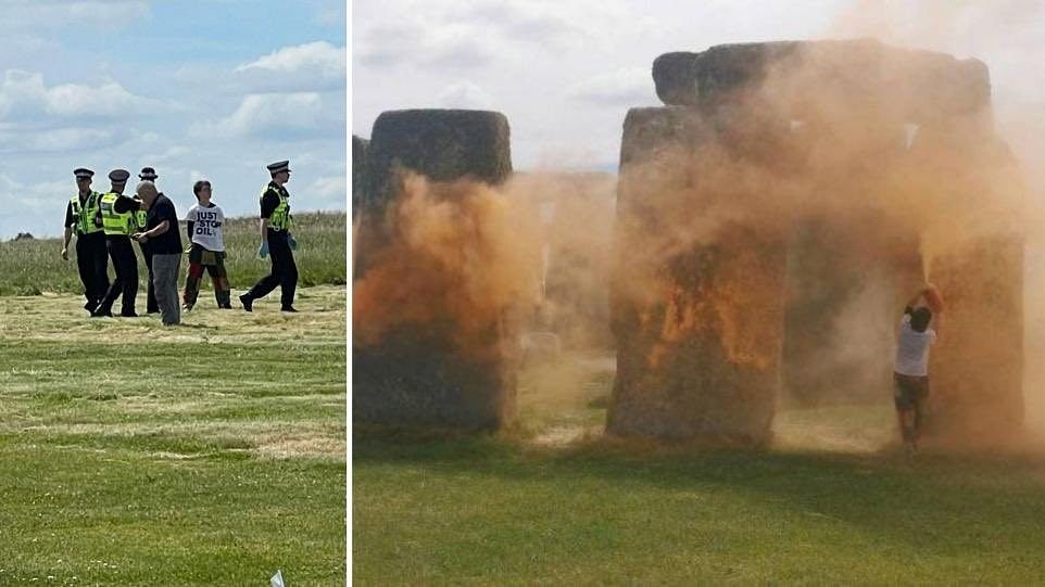 <div class="paragraphs"><p>Two people arrested on suspicion of damaging Stonehenge.</p></div>