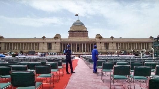 <div class="paragraphs"><p>Preparations under way for the swearing-in-ceremony of the new government, at the Rashtrapati Bhavan in New Delhi.</p></div>