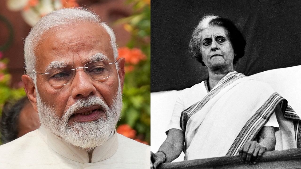 <div class="paragraphs"><p>Prime Minister Narendra Modi; Late former prime minister Indira Gandhi.</p></div>