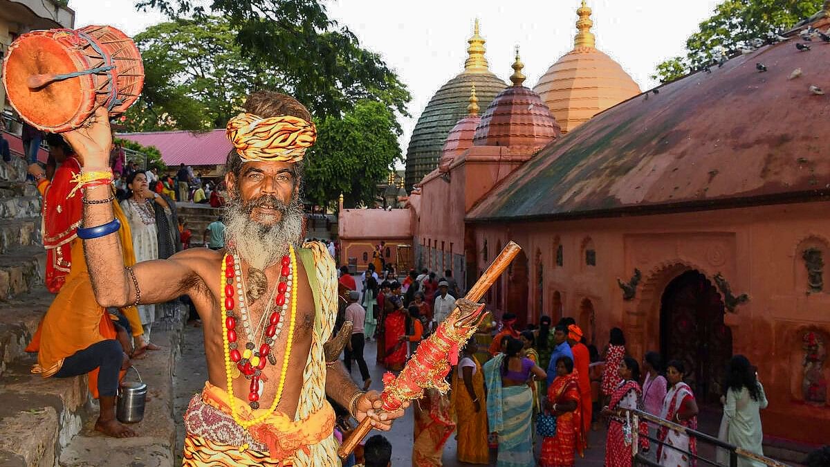 <div class="paragraphs"><p>A sadhu arrives at the Kamakhya temple ahead of the Ambubachi Mela, in Guwahati.</p></div>