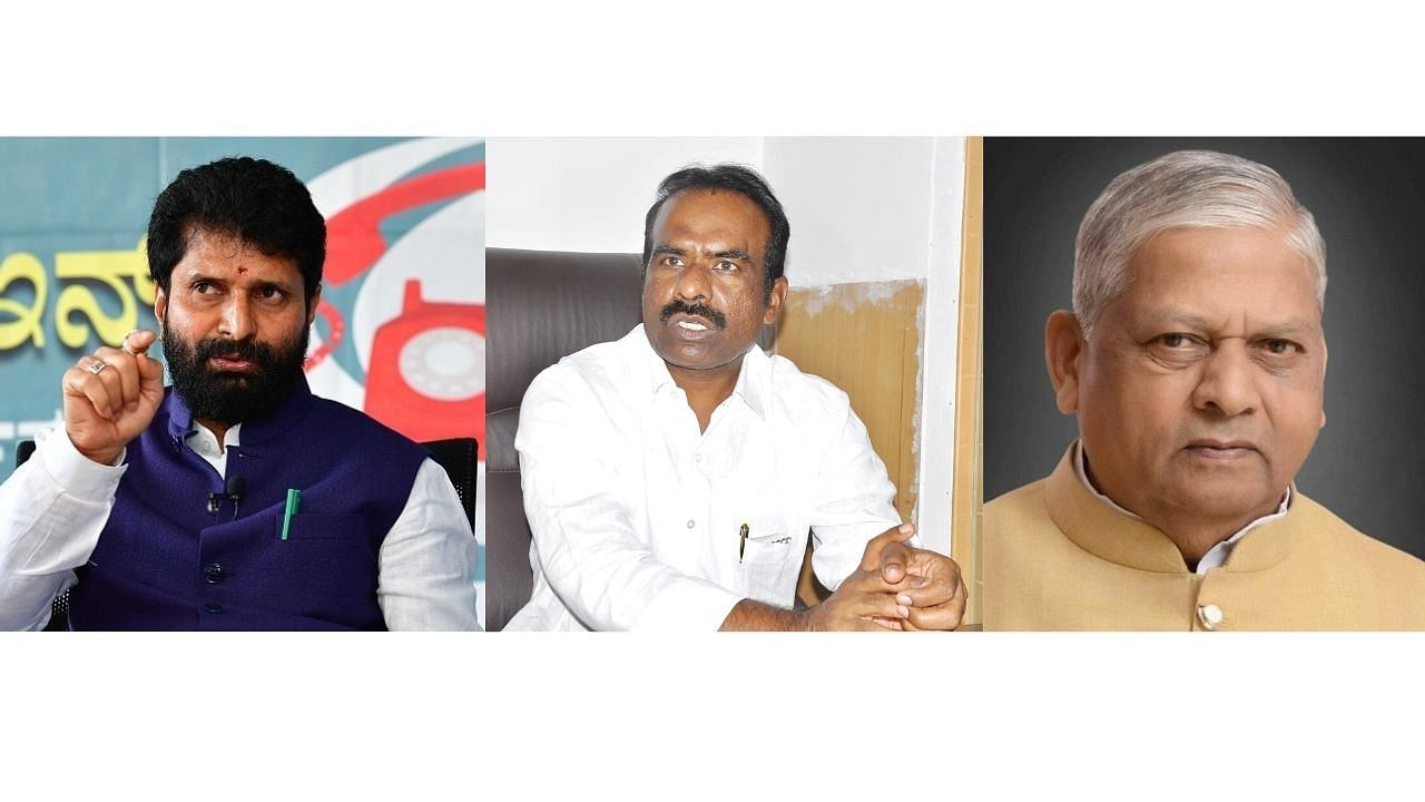 <div class="paragraphs"><p>C T Ravi, sitting MLC N Ravikumar and party leader Dr M G Muley.</p></div>