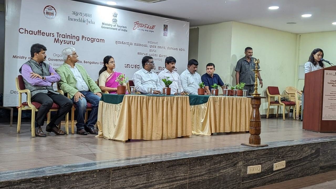 <div class="paragraphs"><p>Joint director of Tourism Department M K Savitha, Karnataka Tourism Forum, Vice President, M Ravi, President of Mysore Travel Agents Association, S Prashanth at Chauffeurs training programme organised by Ministry of Tourism Government of India along with Karnataka Tourism forum in Mysuru on Wednesday.</p></div>