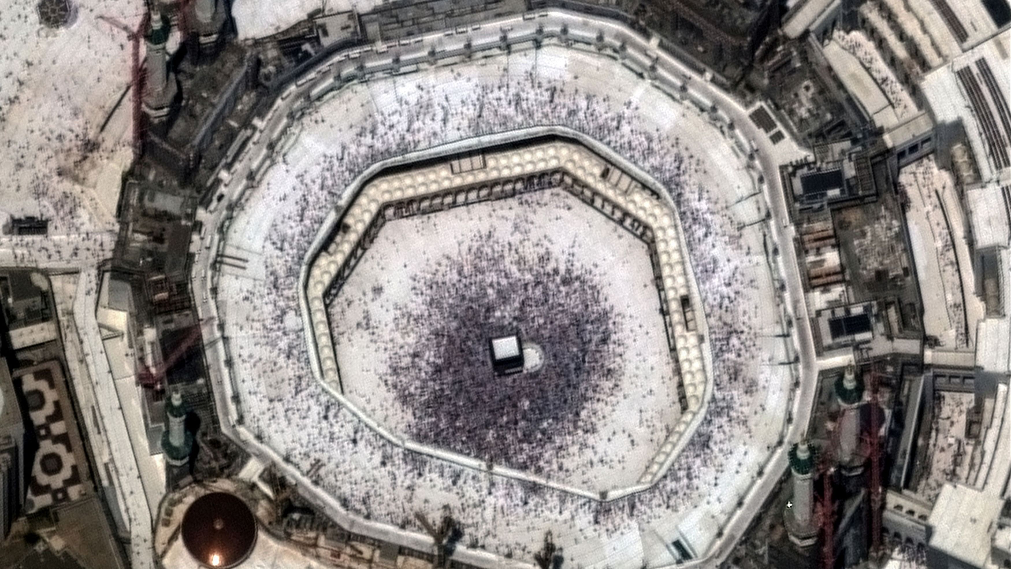 <div class="paragraphs"><p>A satellite image shows an overview of worshipers around the Kaaba at the Grand Mosque during the annual Hajj pilgrimage, in Mecca</p></div>