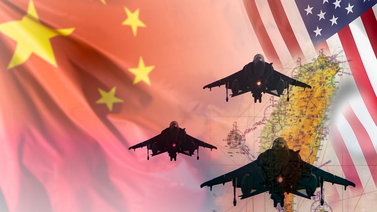 <div class="paragraphs"><p>Representative image showing the flags of China and the US, along with strike aircraft.</p></div>