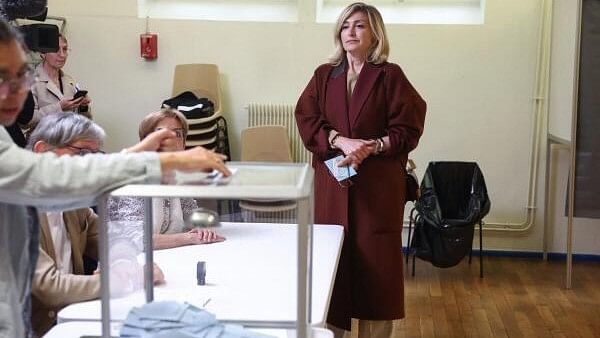 <div class="paragraphs"><p>Julie Gayet the wife of Francois Hollande, former French President and candidate for the left-wing political alliance called Nouveau Front Populaire (New Popular Front - NFP), visits a polling station.&nbsp;</p></div>
