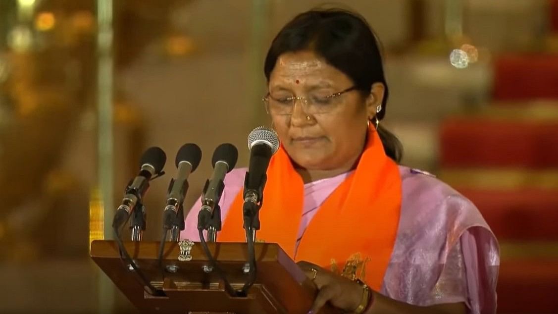 <div class="paragraphs"><p>BJP MP Savitri Thakur took oath as minister of state in Modi government 3.0. Thakur won from Dhar (Scheduled Tribe reserved) seat in Madhya Pradesh in the Lok Sabha elections.</p></div>