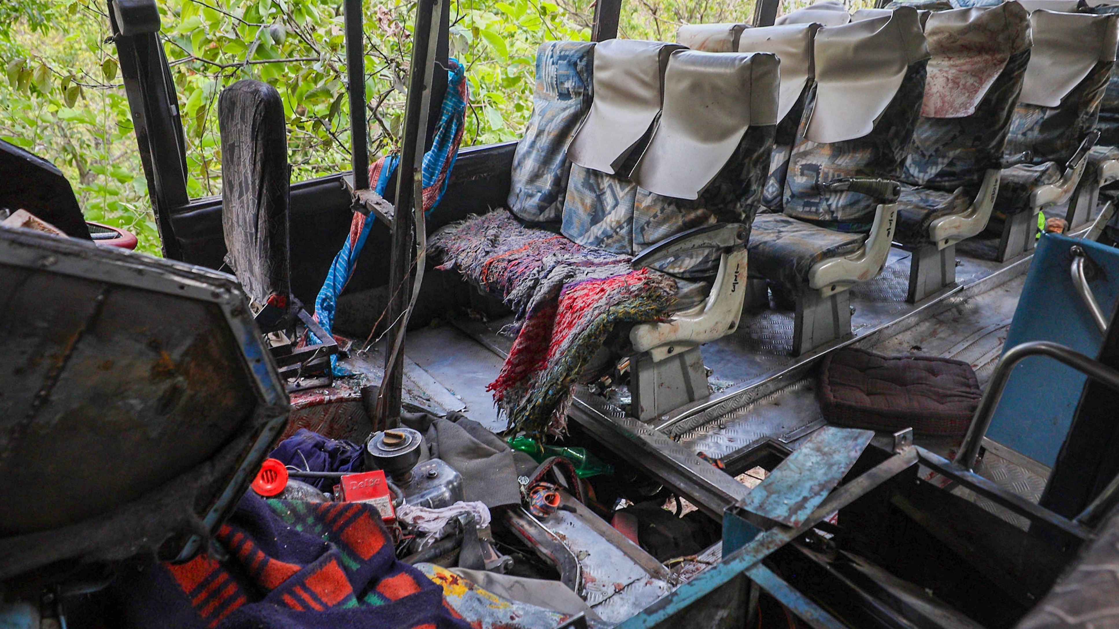 <div class="paragraphs"><p>The damaged inside of the bus carrying pilgrims that was ambushed by terrorists, in Reasi district of Jammu and Kashmir.</p></div>