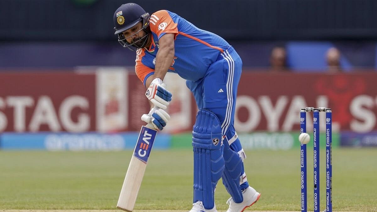 <div class="paragraphs"><p>India's captain Rohit Sharma plays a shot against Ireland during an ICC Men's T20 World Cup cricket match at the Nassau County International Cricket Stadium in Westbury, New York.</p></div>