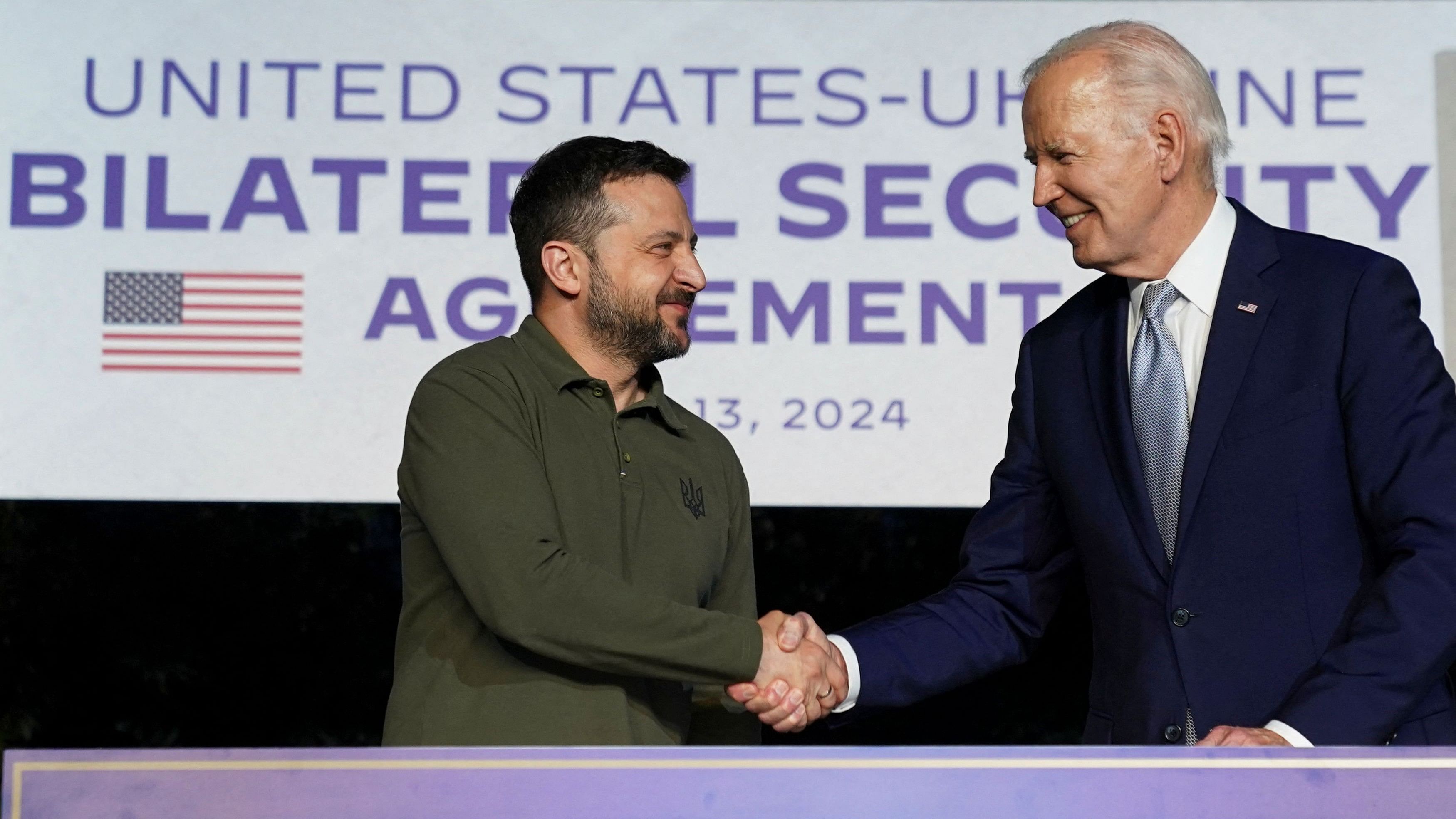 <div class="paragraphs"><p>U.S. President Joe Biden and Ukrainian President Volodymyr Zelenskiy attend a press conference after a bilateral meeting on the sidelines of the G7 summit, in Fasano, Italy, June 13.</p></div>