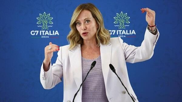 <div class="paragraphs"><p>Italian Prime Minister Giorgia Meloni holds a press conference after the annual G7 summit at the Borgo Egnazia resort, in Savelletri, Italy June 15, 2024.</p></div>