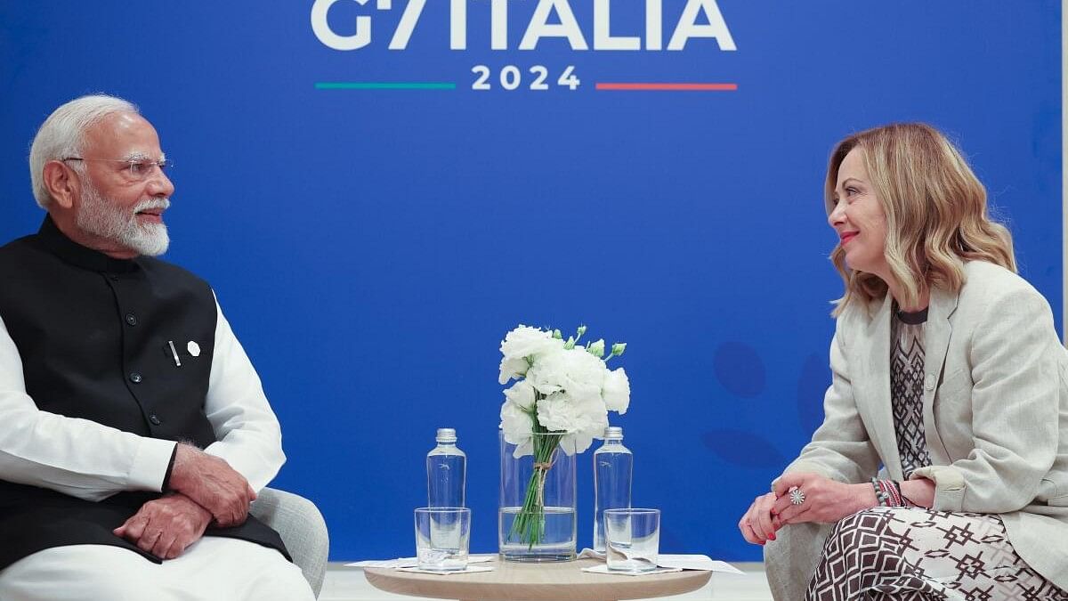 <div class="paragraphs"><p>Prime Minister Narendra Modi during a bilateral meeting with the Prime Minister of Italy Giorgia Meloni on the sidelines of the G7 summit, in Apulia, Italy</p></div>