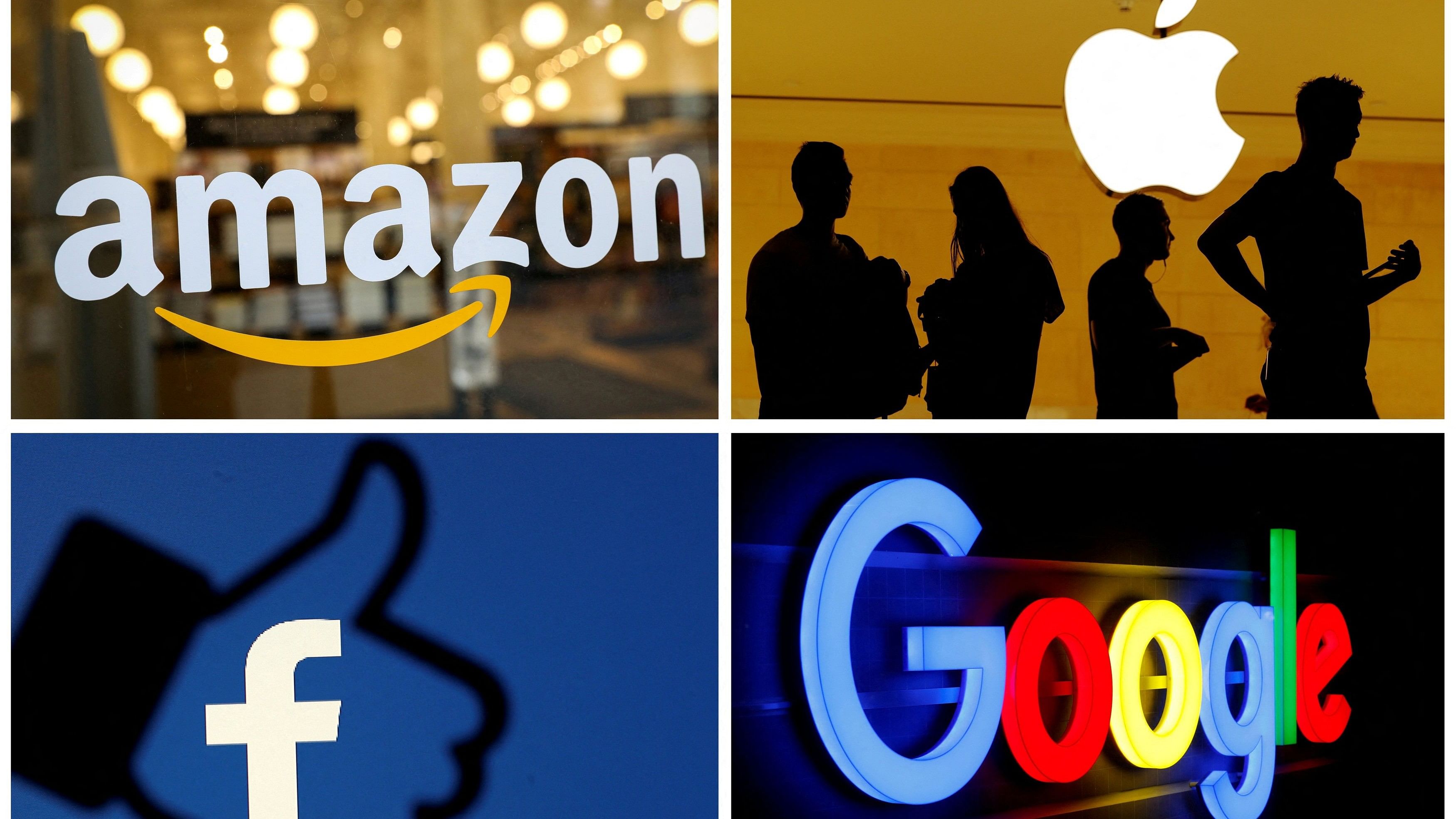 <div class="paragraphs"><p>File Photo: The logos of Amazon, Apple, Facebook and Google are seen in a combination photo from Reuters files.  </p></div>