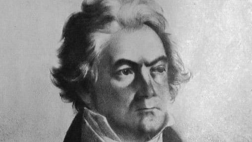 Johann Stephan Decker's portrait of Beethoven in 1824 when his 9th Symphony premiered.
