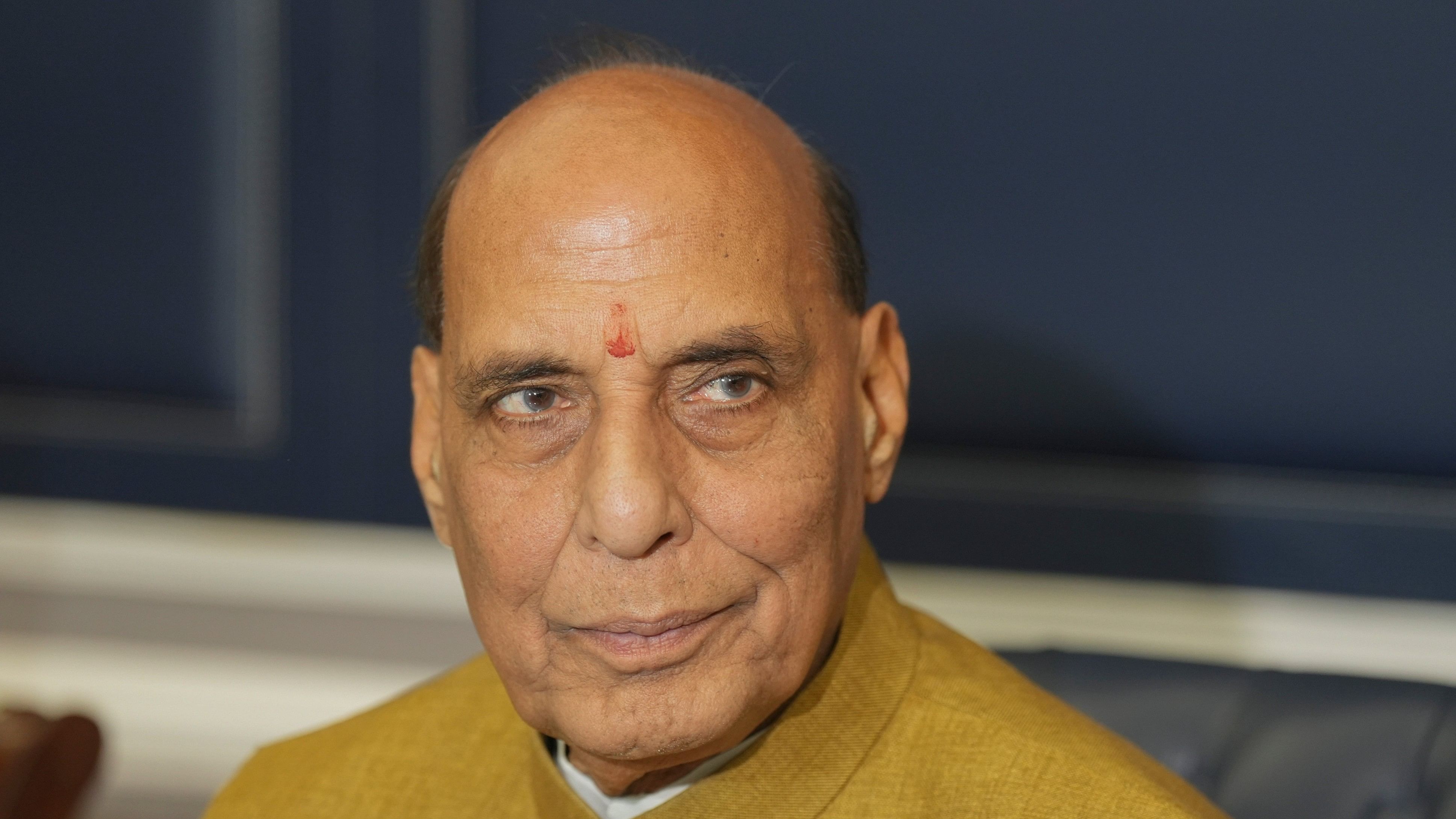 <div class="paragraphs"><p>New Delhi: Union Defence Minister Rajnath Singh after assuming charge of the office, in New Delhi.</p></div>