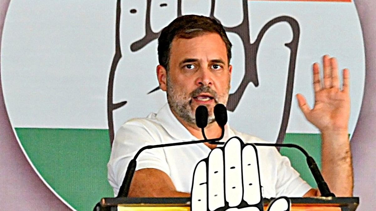 <div class="paragraphs"><p>Patiala: Congress leader Rahul Gandhi addresses a rally in support of party candidate Dharamvir Gandhi for Lok Sabha elections, in Patiala, Wednesday, May 29, 2024. (PTI Photo)(PTI05_29_2024_000146A)</p></div>