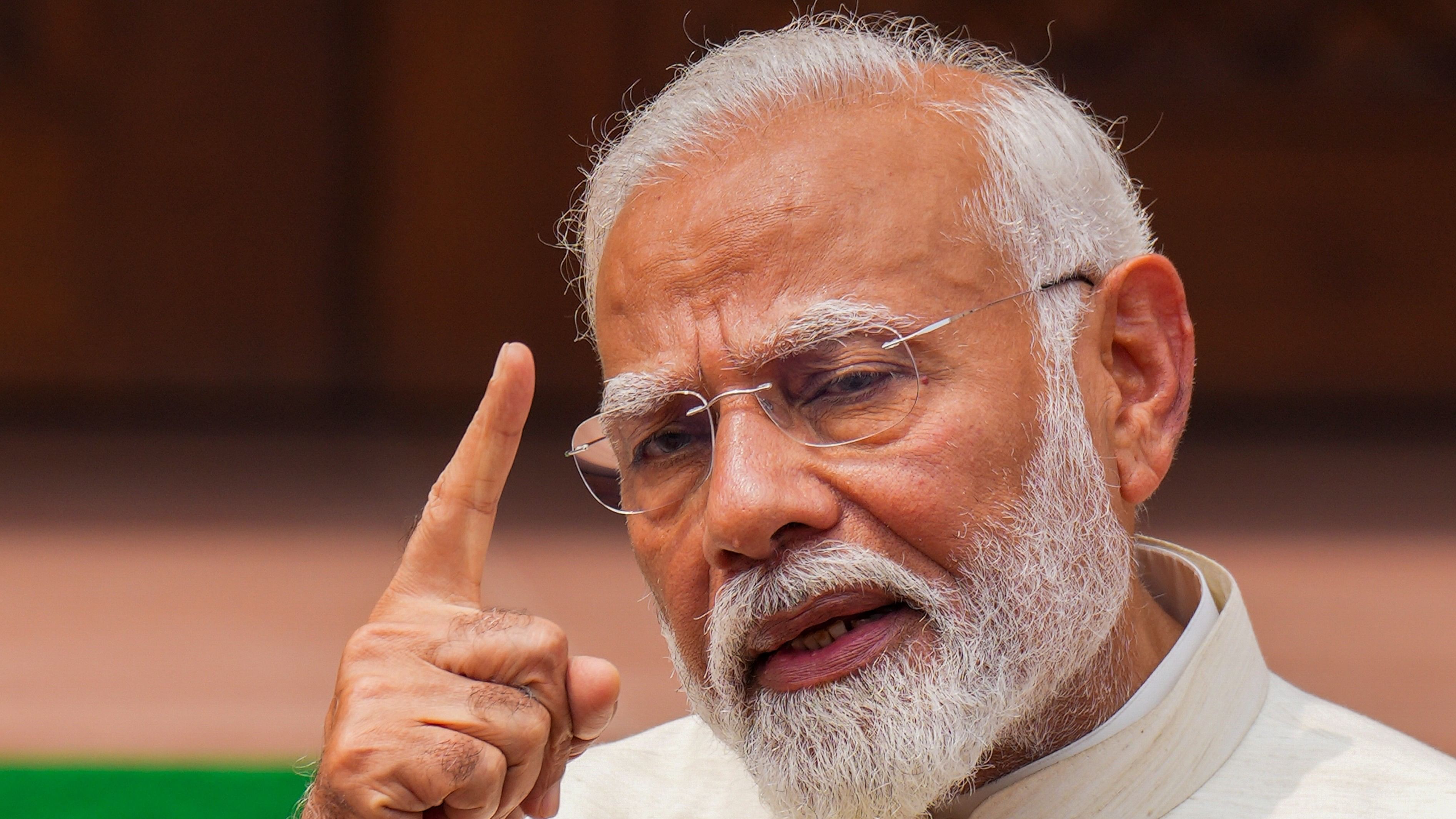 <div class="paragraphs"><p>Prime Minister Narendra Modi addresses the media at the Parliament House complex on the first day of the first session of the 18th Lok Sabha, in New Delhi, Monday, June 24, 2024.</p></div>