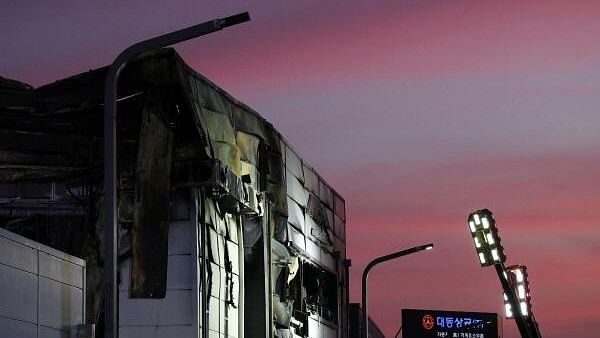 <div class="paragraphs"><p>View shows the site of a deadly fire at a lithium battery factory owned by South Korean battery maker Aricell, in Hwaseong, South Korea</p></div>