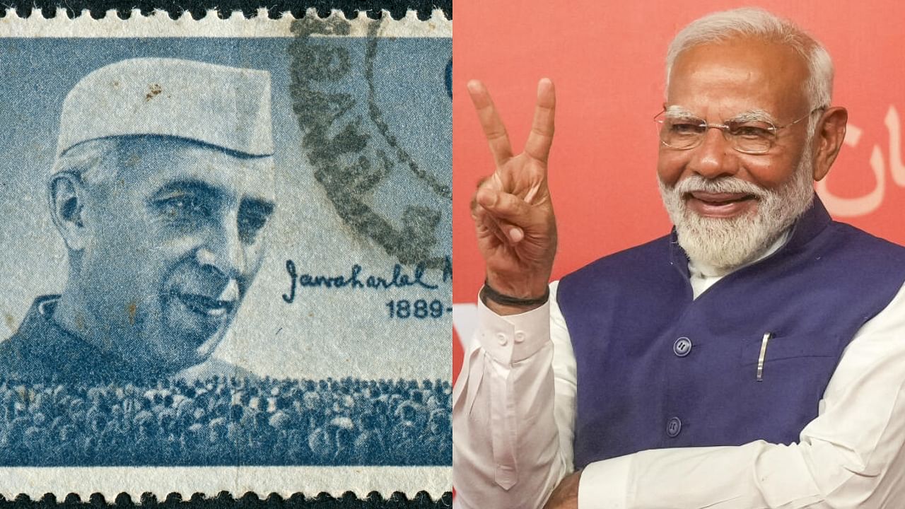 <div class="paragraphs"><p>(L-R) A stamp with Nehru's photo, and Narendra Modi.</p></div>