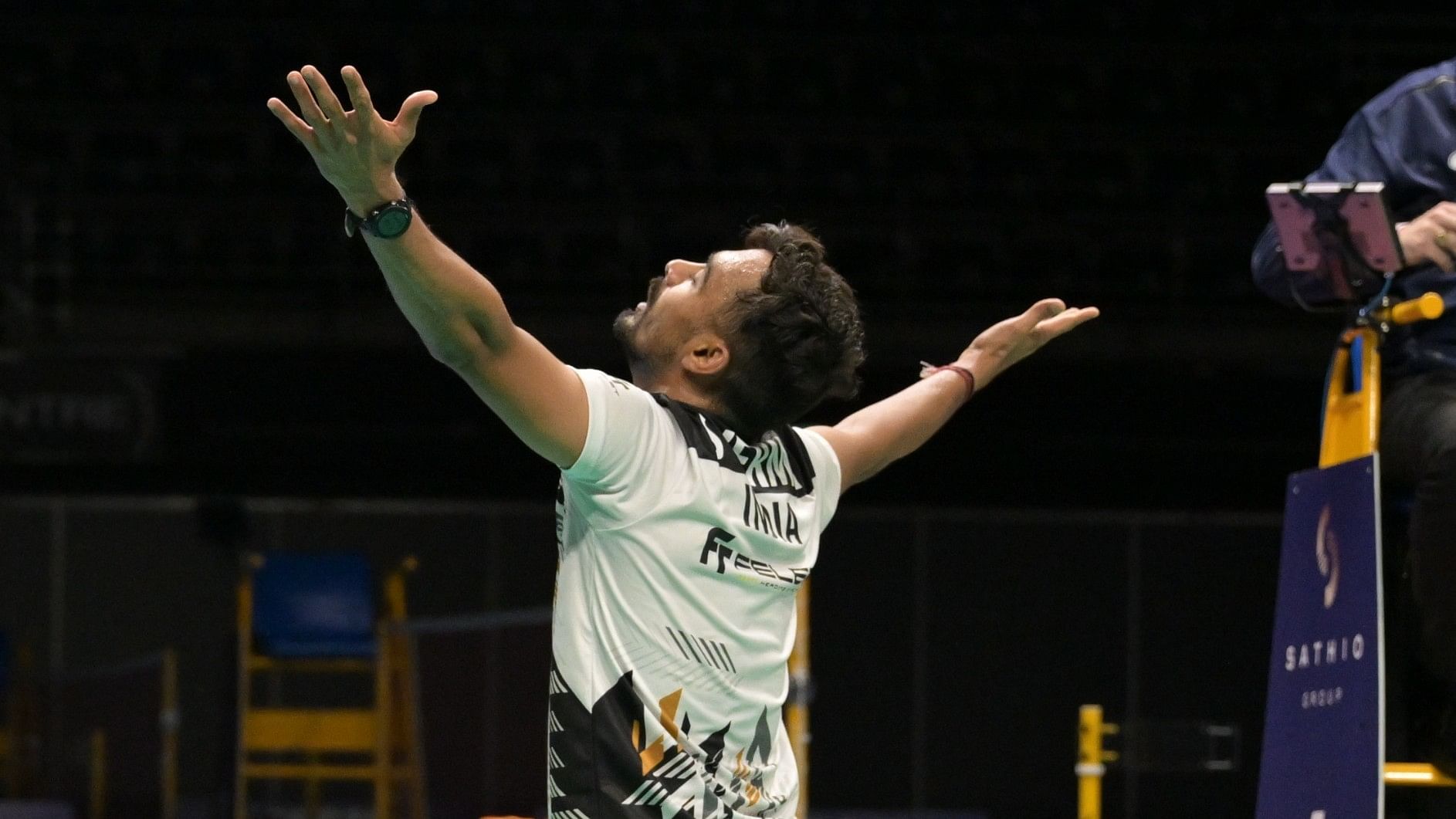 <div class="paragraphs"><p>Sameer Verma celebrates after entering the quarterfinals.</p></div>