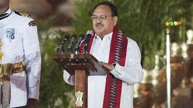 <div class="paragraphs"><p>BJP leader JP Nadda takes oath as minister during the swearing-in ceremony of new Union government, at Rashtrapati Bhavan in New Delhi, Sunday, June 9, 2024.</p></div>