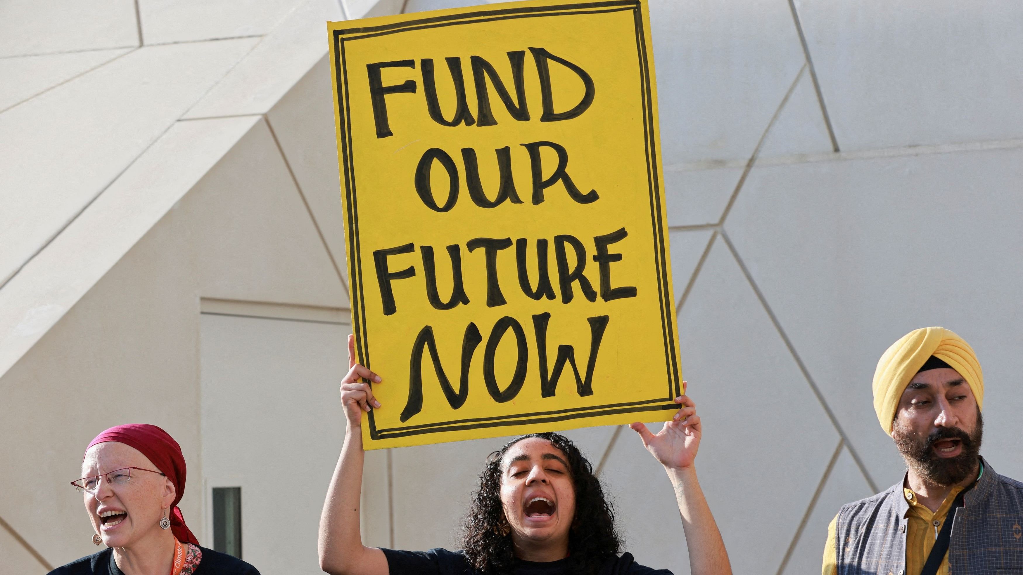 <div class="paragraphs"><p>Climate activists protest against fossil fuel emitters, demanding action and more contributions to the Loss and Damage Fund, during COP28 in Dubai, United Arab Emirates, December 4, 2023.</p></div>