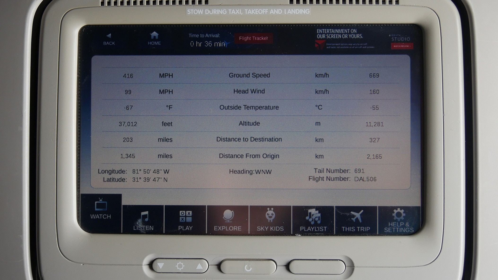 <div class="paragraphs"><p>An in-flight screen is seen in this representative image with the flight tracking details.</p></div>