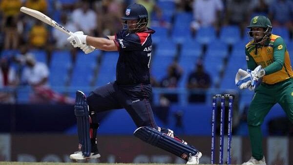 <div class="paragraphs"><p>United States' Corey Anderson, left, plays a shot during the ICC Men's T20 World Cup cricket match between the United States and South Africa at Sir Vivian Richards Stadium in North Sound, Antigua and Barbuda, Wednesday, June 19, 2024.</p></div>