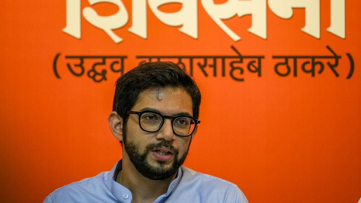 <div class="paragraphs"><p>Shiv Sena (UBT) leader Aaditya Thackeray addresses a press conference in Mumbai.</p></div>