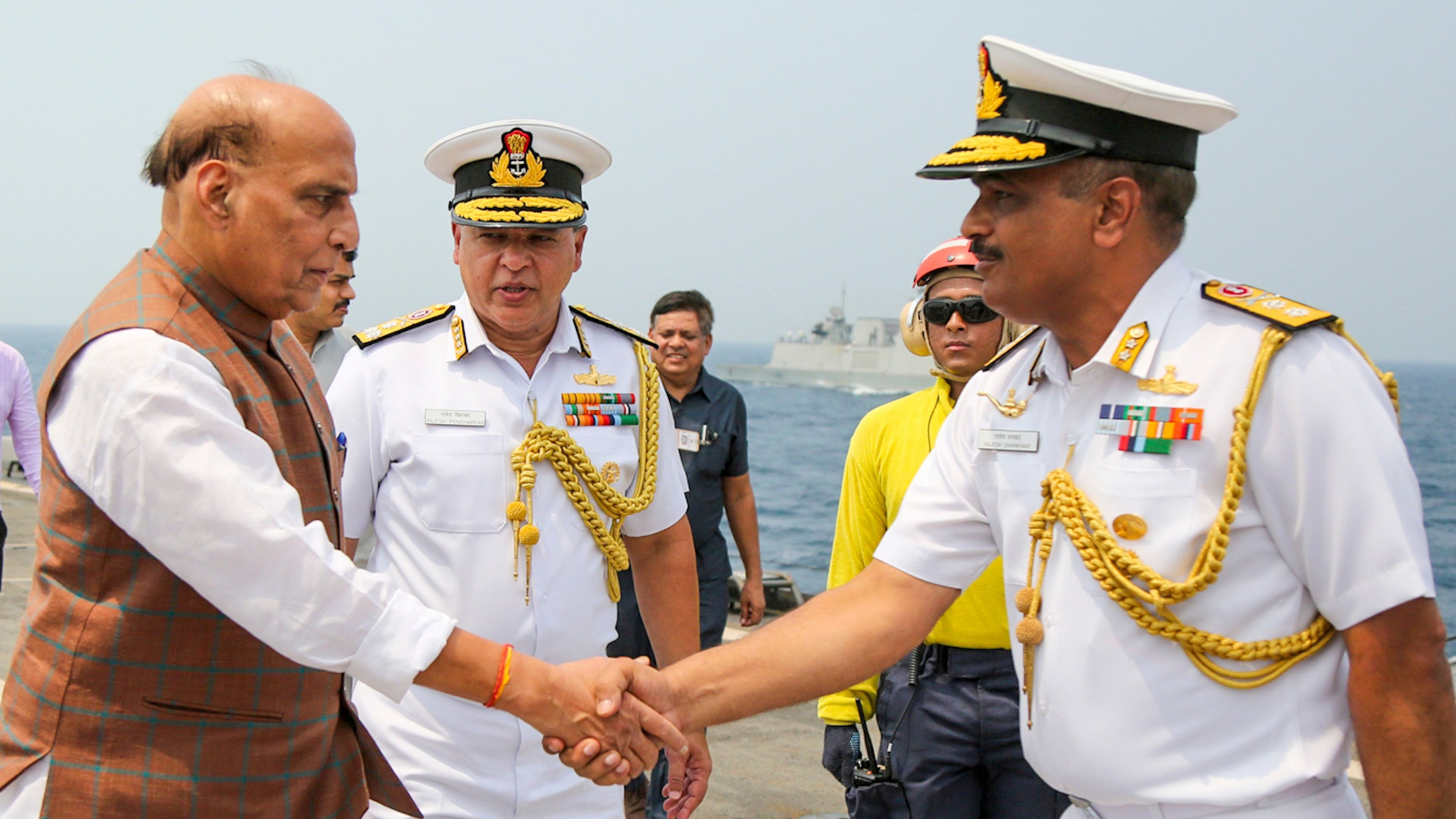 <div class="paragraphs"><p>  Defence Minister Rajnath Singh during his visit to the Eastern Naval Command in Visakhapatnam.</p></div>