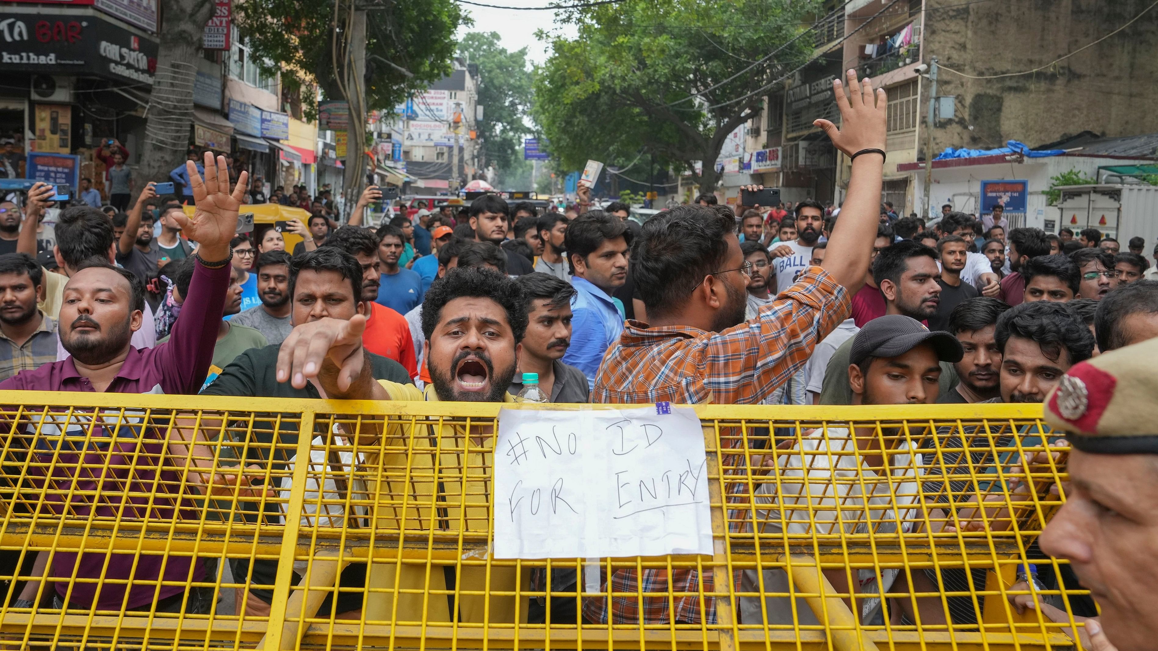 <div class="paragraphs"><p>New Delhi: Students stage a protest after three civil services aspirants died due to drowning at a coaching centre in Old Rajinder Nagar area, in New Delhi, Wednesday, July 31, 2024.</p></div>