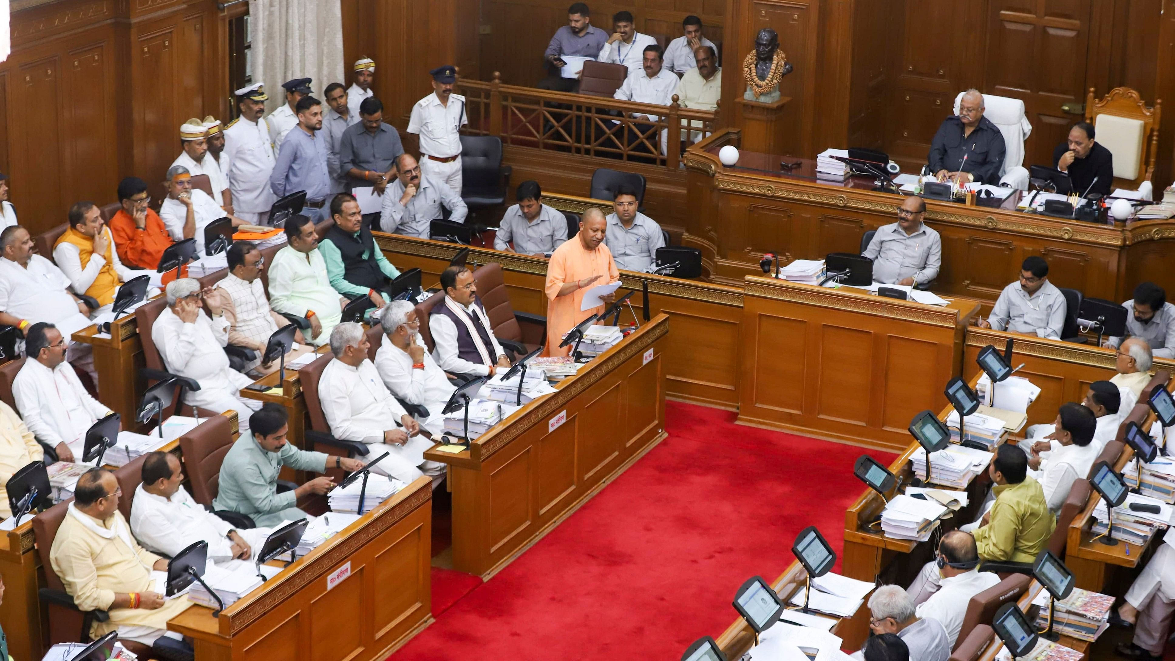 <div class="paragraphs"><p>The Uttar Pradesh Vidhan Sabha during the Monsoon session of UP Assembly in Lucknow on Wednesday, July 31, 2024.</p></div>