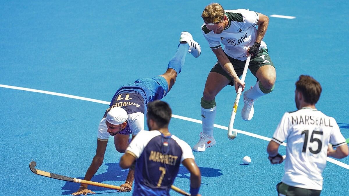 <div class="paragraphs"><p>India's Mandeep Singh during the Pool B hockey match between India and Ireland at the Paris Games.</p></div>