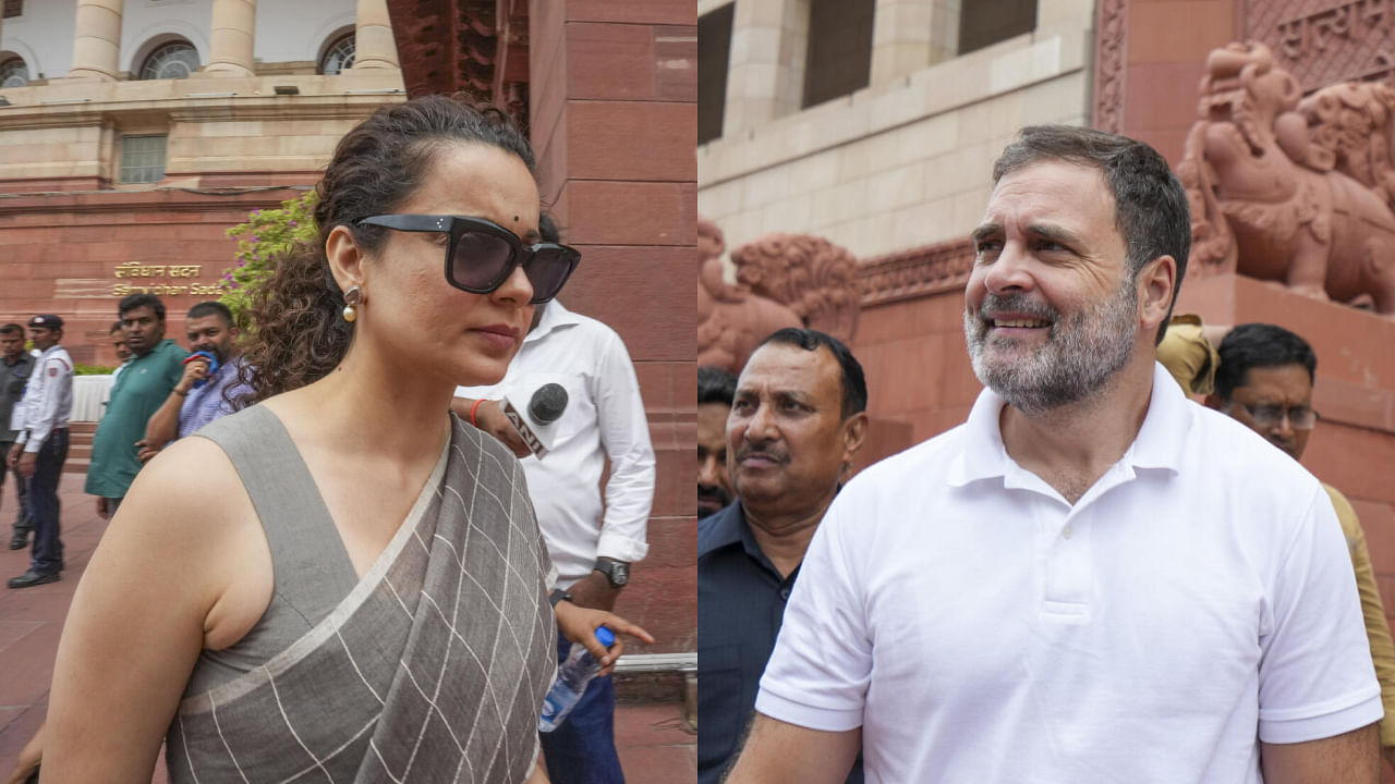 <div class="paragraphs"><p>BJP MP Kangana Ranaut and Congress MP and LoP Rahul Gandhi(R).</p></div>