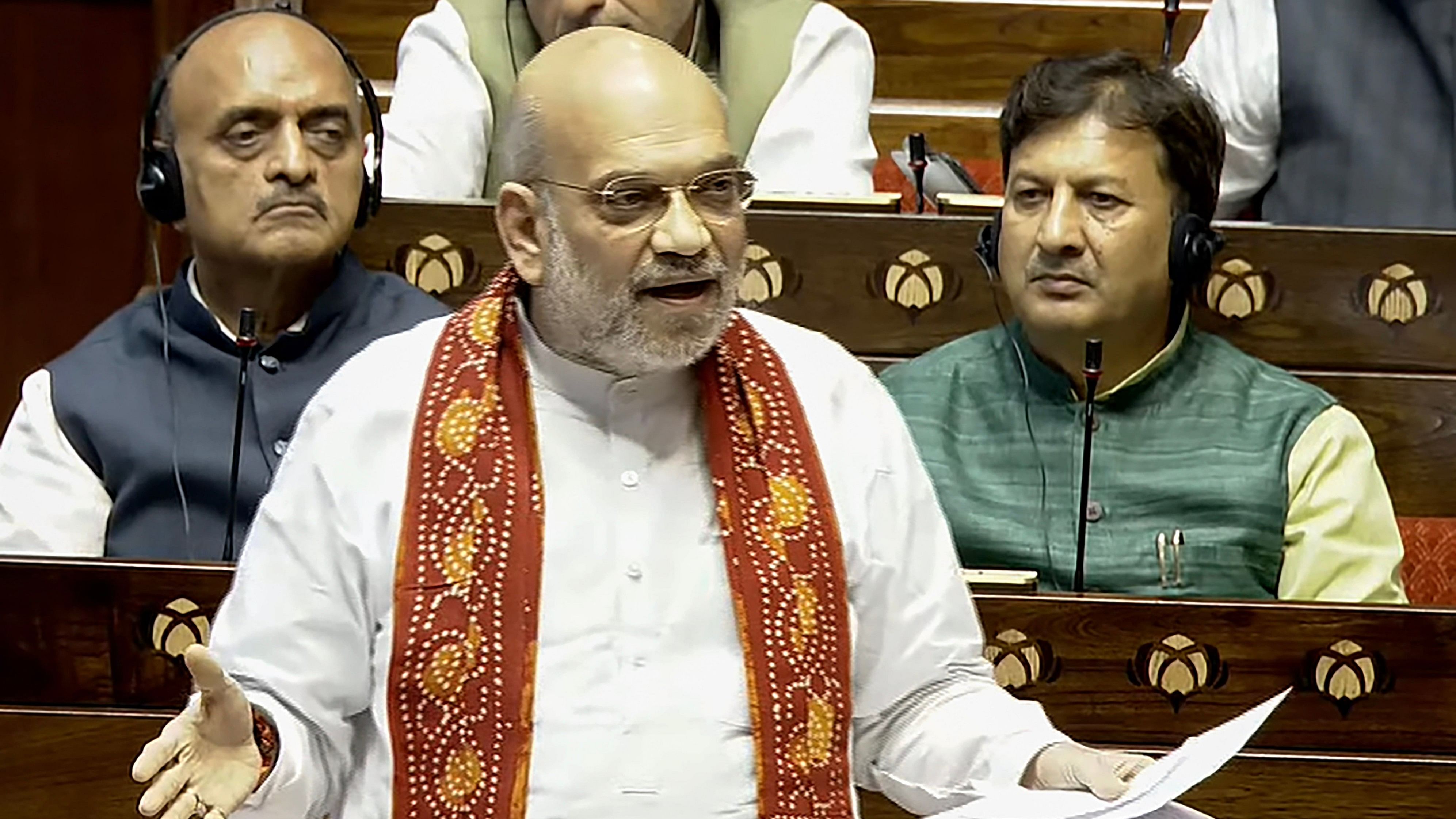 <div class="paragraphs"><p> Union Home Minister Amit Shah speaks in the Rajya Sabha during the Monsoon session of Parliament.</p></div>